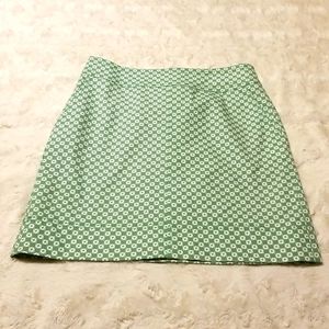TALBOTS Skirt Womens Size 2 Green White Geometric Lined Retro